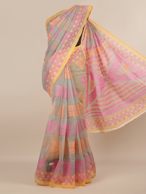 

Pothys Multicoloured Printed Jute Silk Saree, Multi
