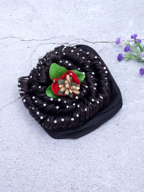 

Golden Peacock Black Embellished Ponytail Holders