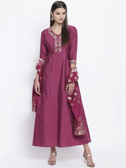 

Shakumbhari Women Purple Embroidered Maxi Dress