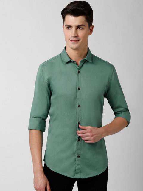 

Peter England Casuals Men Green Slim Fit Solid Casual Shirt