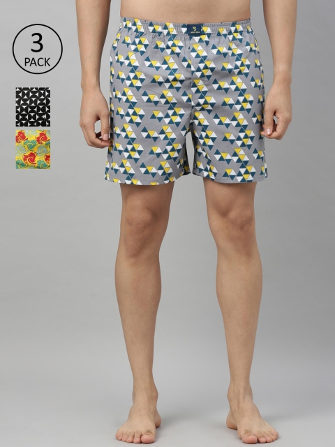 

Joven Men Pack Of 3 Multicoloured Printed Boxers JB3P-TAWVDM, Green