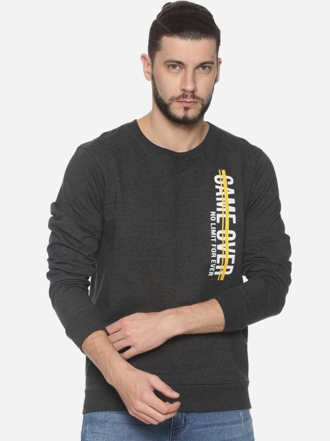 

MASH UNLIMITED Men Charcoal Grey Printed Sweatshirt