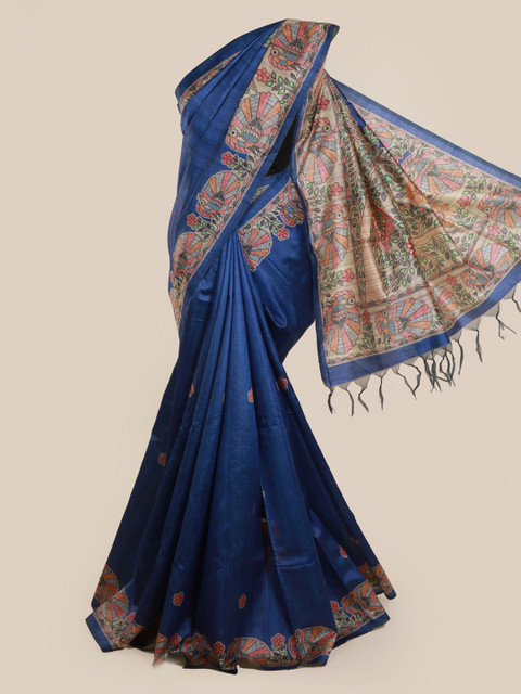 

Pothys Blue Woven Design Jute Silk Saree