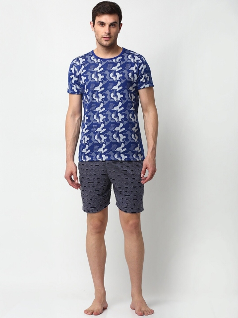 

VIMAL JONNEY Men Blue & White Printed Night suit