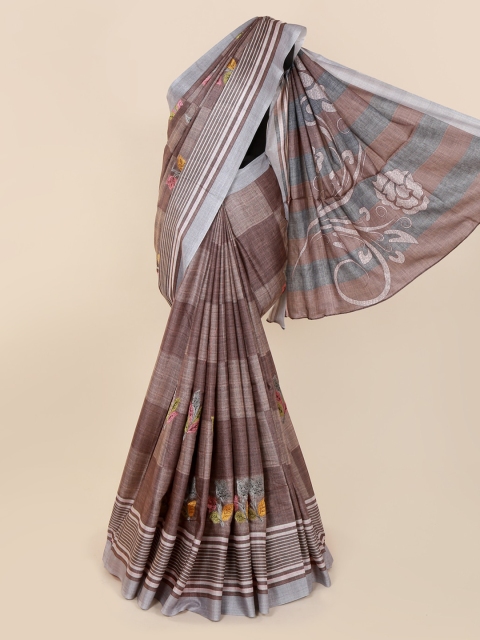 

Pothys Brown Checked Jute Cotton Saree