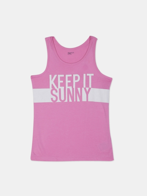 

GAP Pink & White Printed Regular Top