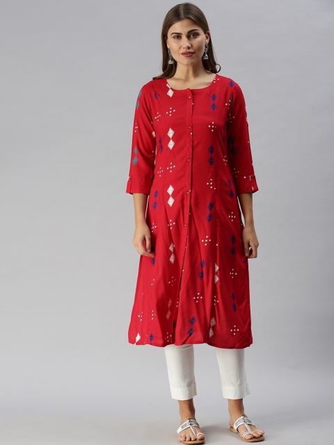 

Soch Women Red Geometric Printed Kurta