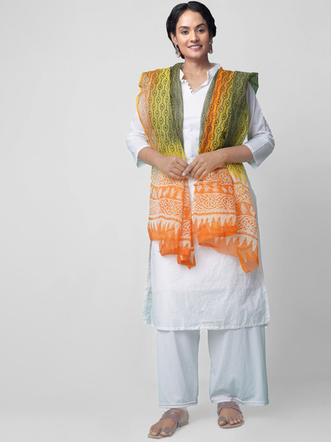 

Unnati Silks Orange & Yellow Printed Dupatta
