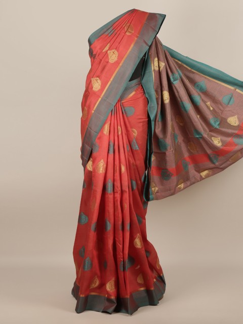 

Pothys Red Woven Design Jute Silk Saree