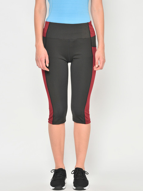 

Chkokko Women Black & Maroon Solid Skinny Fit Capris