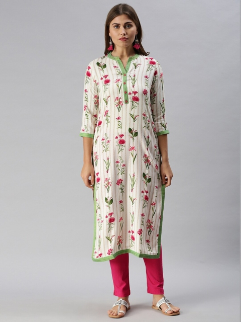 

Soch Women White Floral Printed Kurta
