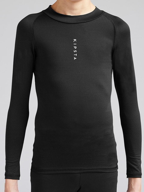 

Kipsta By Decathlon Unisex Kids Black Long-Sleeved Football Base Layer Top Keepdry 100