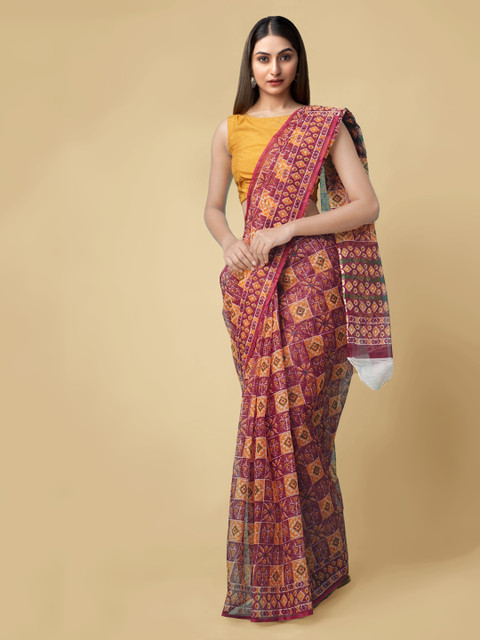 

Unnati Silks Red Pure Cotton Printed Bandhani Saree