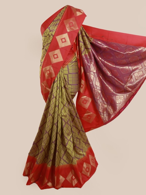 

Pothys Green & Violet Art Silk Checked Saree