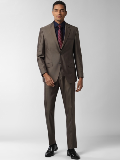 

Peter England Elite Men Brown Solid Single-Breasted Two-Piece Formal Suit