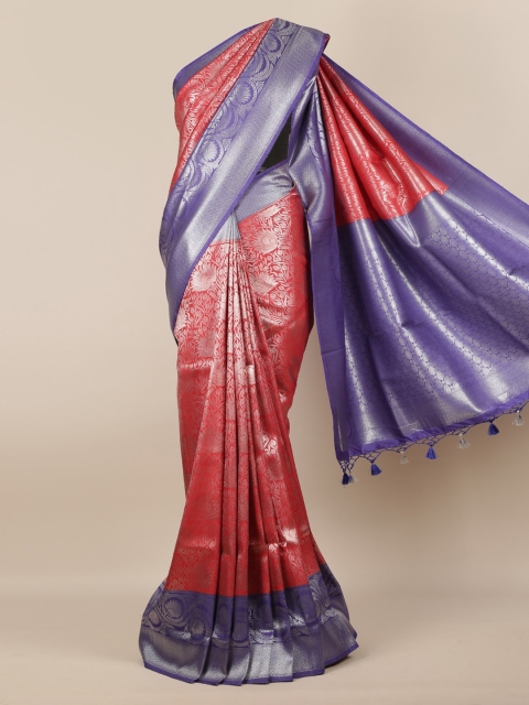 

Pothys Red & Blue Jute Silk Woven Design Saree