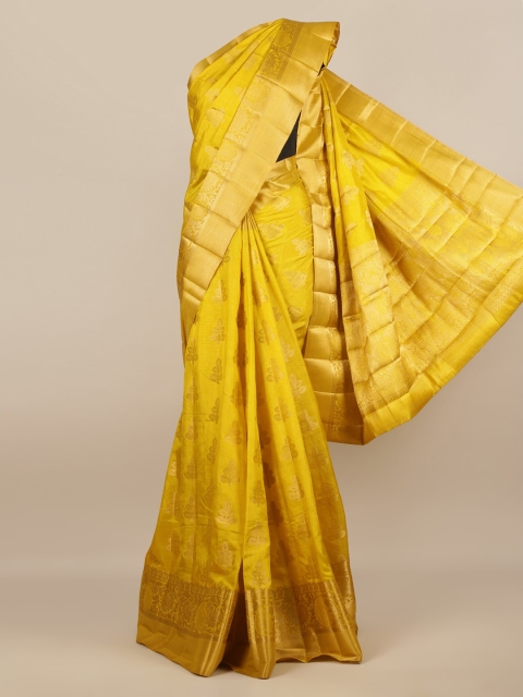 

Pothys Yellow Woven Design Jute Silk Saree