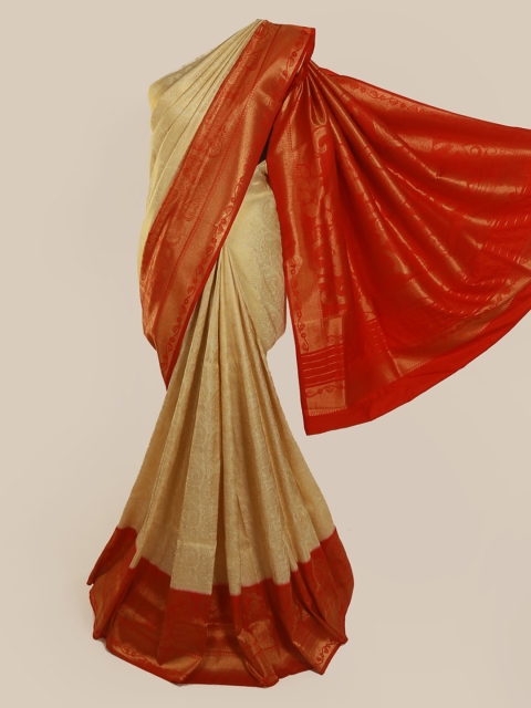 

Pothys Cream-Coloured & Maroon Art Silk Woven Design Banarasi Saree