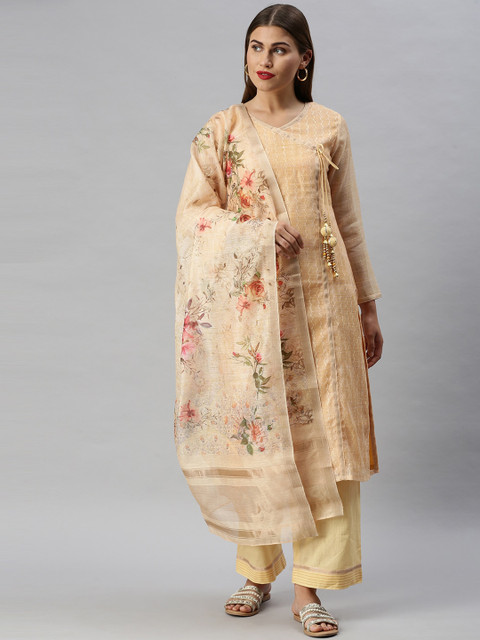 

Soch Cream-Coloured Cotton Blend Unstitched Dress Material