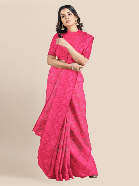 

KLM Fashion Mall Pink Silk Blend Woven Design Banarasi Saree