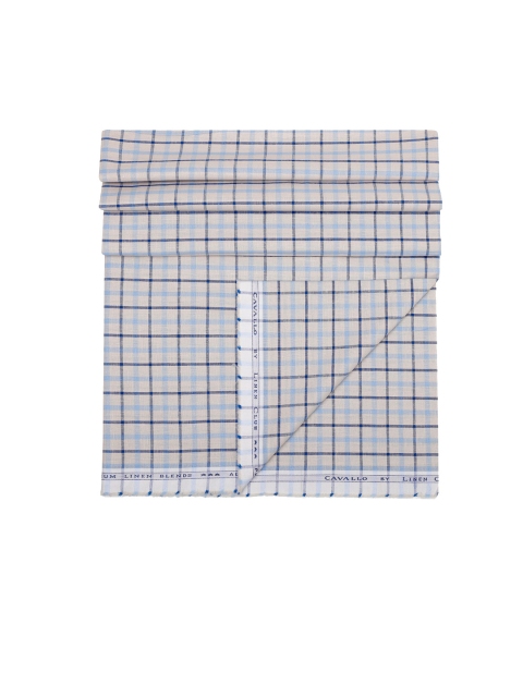 

CAVALLO by Linen Club Men White & Blue Checked Shirt Clothing Fabric