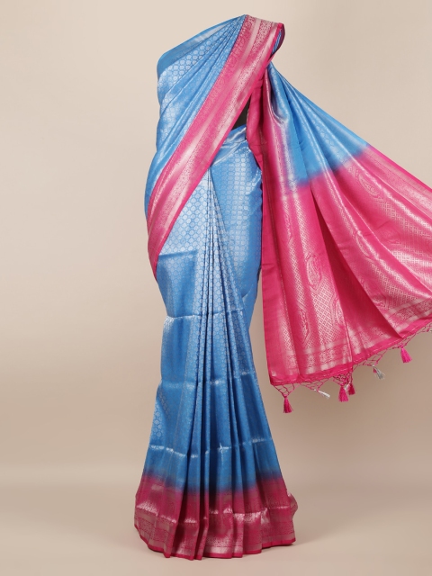 

Pothys Blue & Pink Jute Silk Woven Design Saree