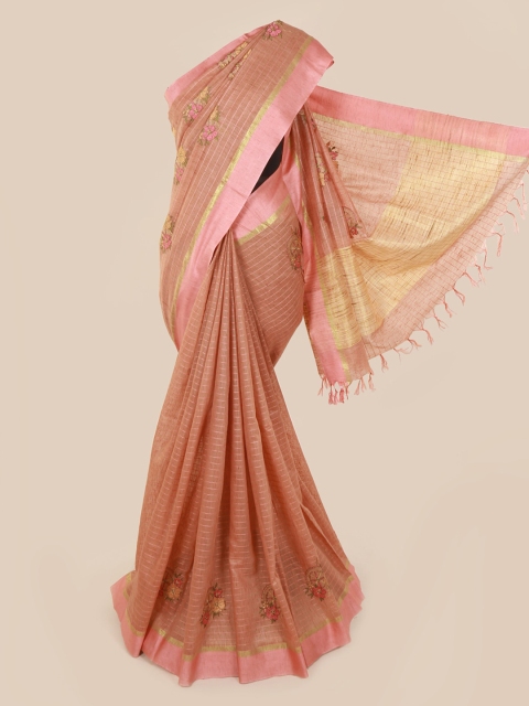

Pothys Brown Striped Jute Cotton Saree