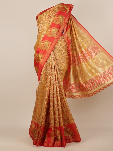 

Pothys Yellow Woven Design Jute Silk Saree