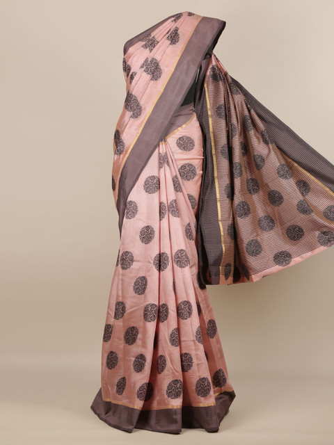 

Pothys Pink Printed Jute Silk Saree