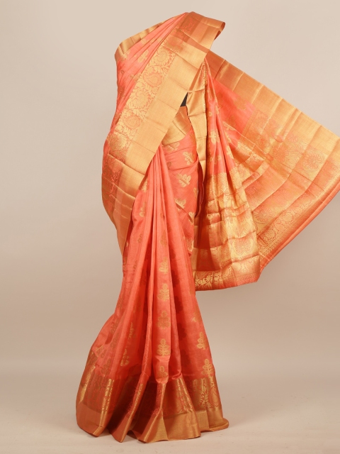 

Pothys Peach-Coloured Woven Design Jute Silk Saree