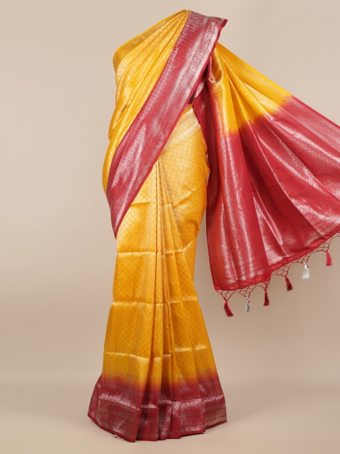 

Pothys Yellow & Pink Jute Silk Woven Design Saree