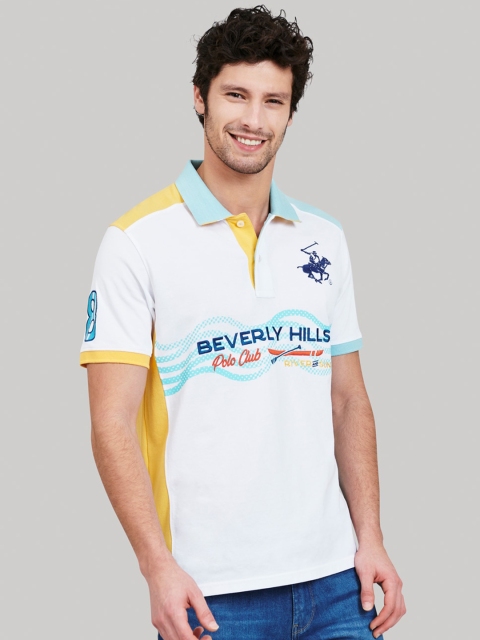 

Beverly Hills Polo Club Men White Printed Polo Collar T-shirt
