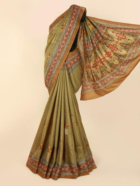 

Pothys Green Embroidered Jute Cotton Saree