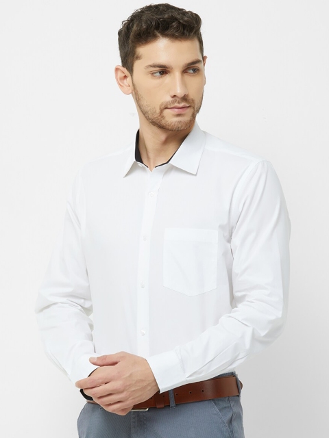 

Solemio Men White Regular Fit Solid Cotton Formal Shirt