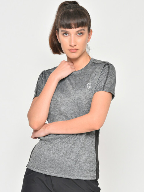 

Chkokko Women Grey Melange Solid Round Neck T-shirt