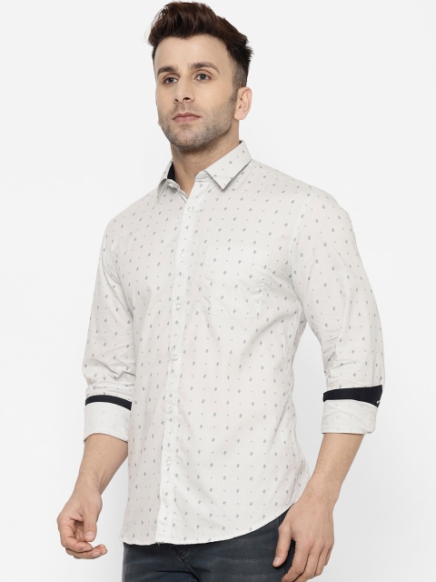 

cape canary Men Off-White Regular Fit Printed Casual Shirt