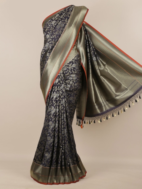 

Pothys Black Pure Silk Woven Design Banarasi Saree