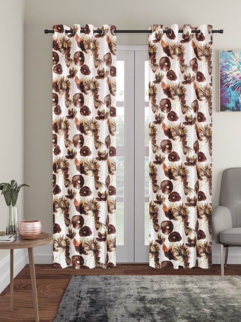 

Home Sizzler White & Coffee Brown Set of 2 Door Curtains