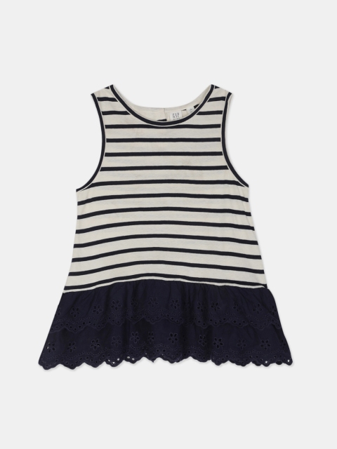 

GAP Blue & Grey Striped Peplum Top