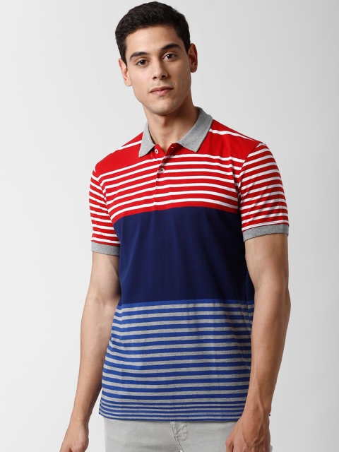 

Peter England Casuals Men Multicoloured Striped Polo Collar T-shirt, Multi