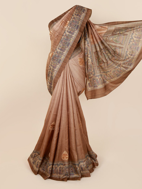 

Pothys Brown Printed Jute Cotton Saree