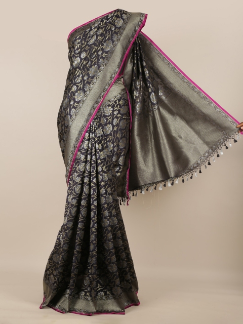 

Pothys Black Pure Silk Woven Design Banarasi Saree