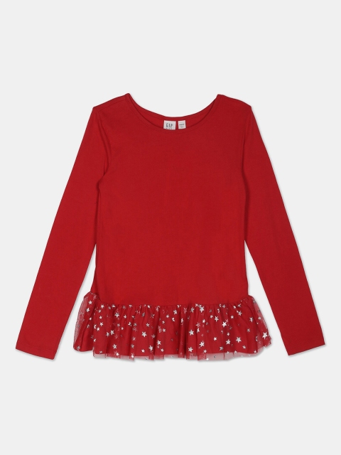 

GAP Girls Red Starry Tulle Peplum Tee
