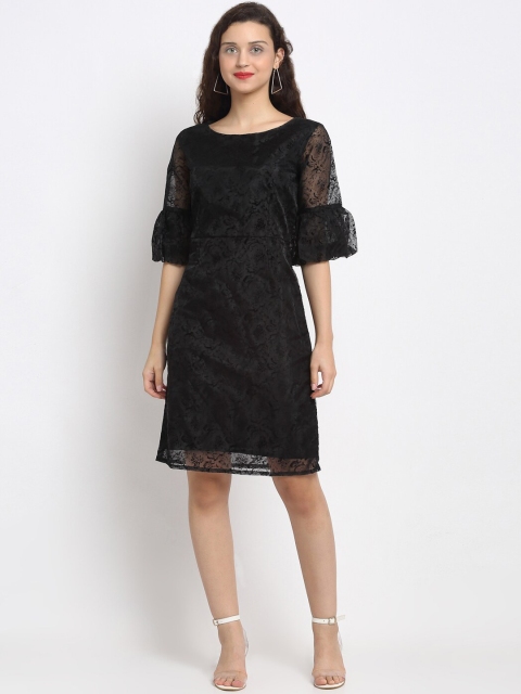 

Aujjessa Women Black Self Design Sheath Dress