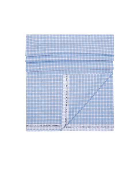 CAVALLO by Linen Club Men Blue & White Checked Shirting Fabric