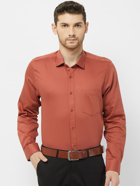 

Solemio Men Rust Brown Regular Fit Solid Cotton Formal Shirt