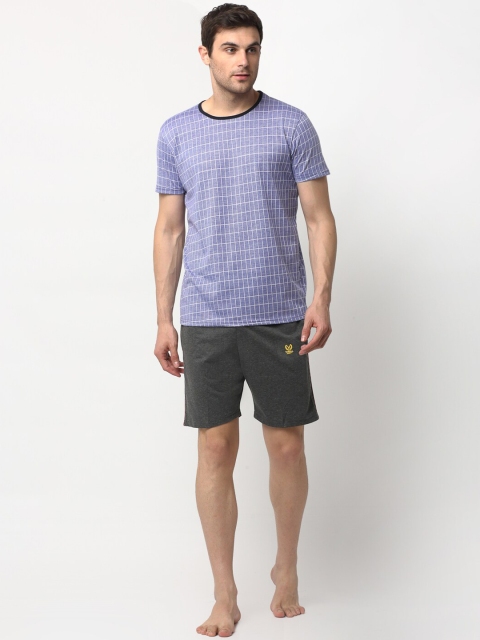 

VIMAL JONNEY Men Blue & Grey Checked Night suit