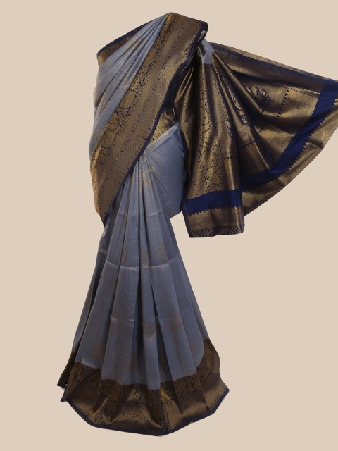 Pothys Grey & Navy Blue Art Silk Woven Design Banarasi Saree