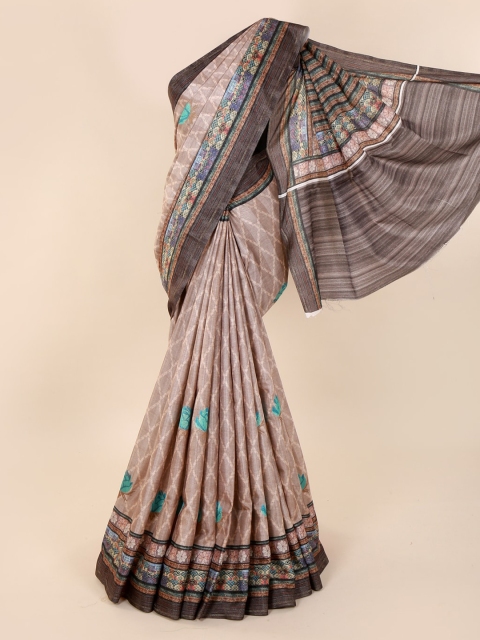 

Pothys Beige Printed Jute Cotton Saree
