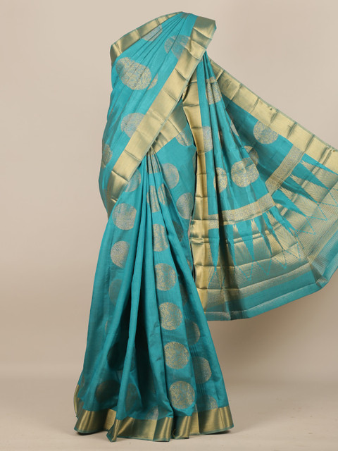 

Pothys Turquoise Blue Woven Design Jute Silk Saree